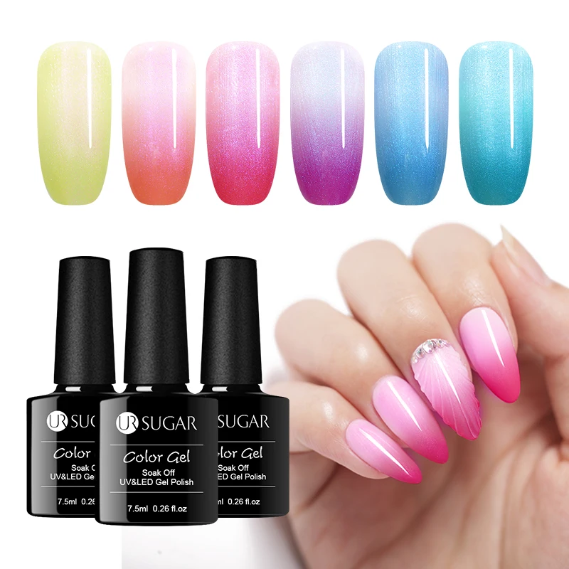 Термальный лак для ногтей UR SUGAR 7 5 мл изменяющий цвет блеск дизайна долговечный |