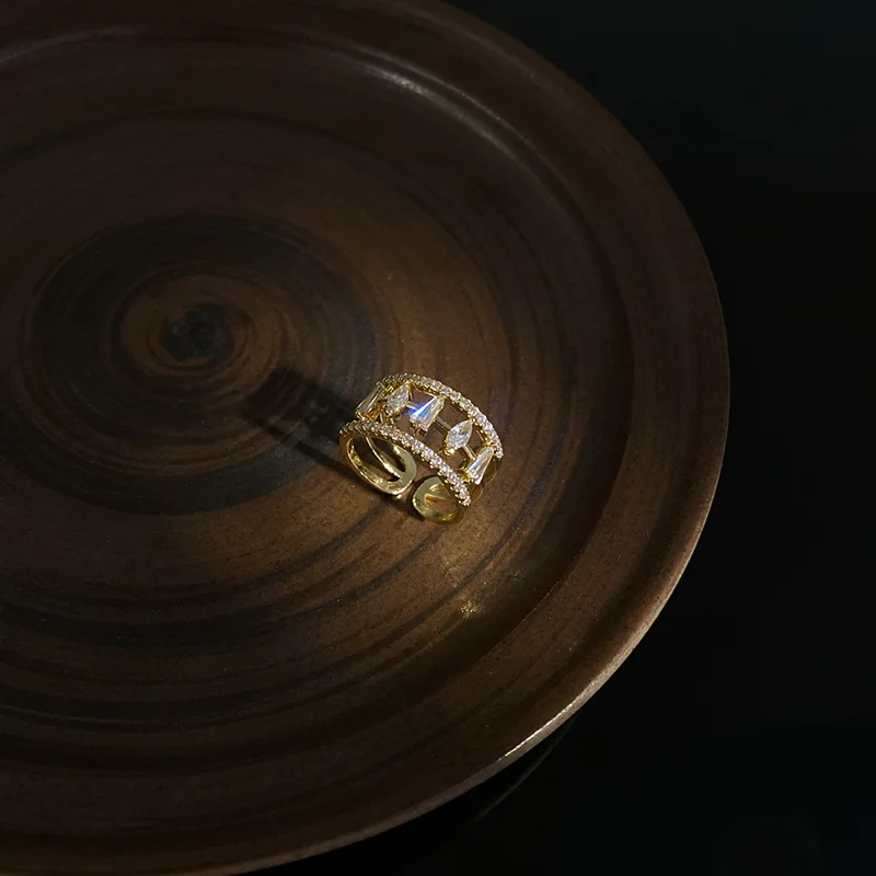 

Finger Rings Fashion Geometric Simple High-Quality Zircon Opening Ring For Women Girls 2021 Trend Jewelry Party Gifts