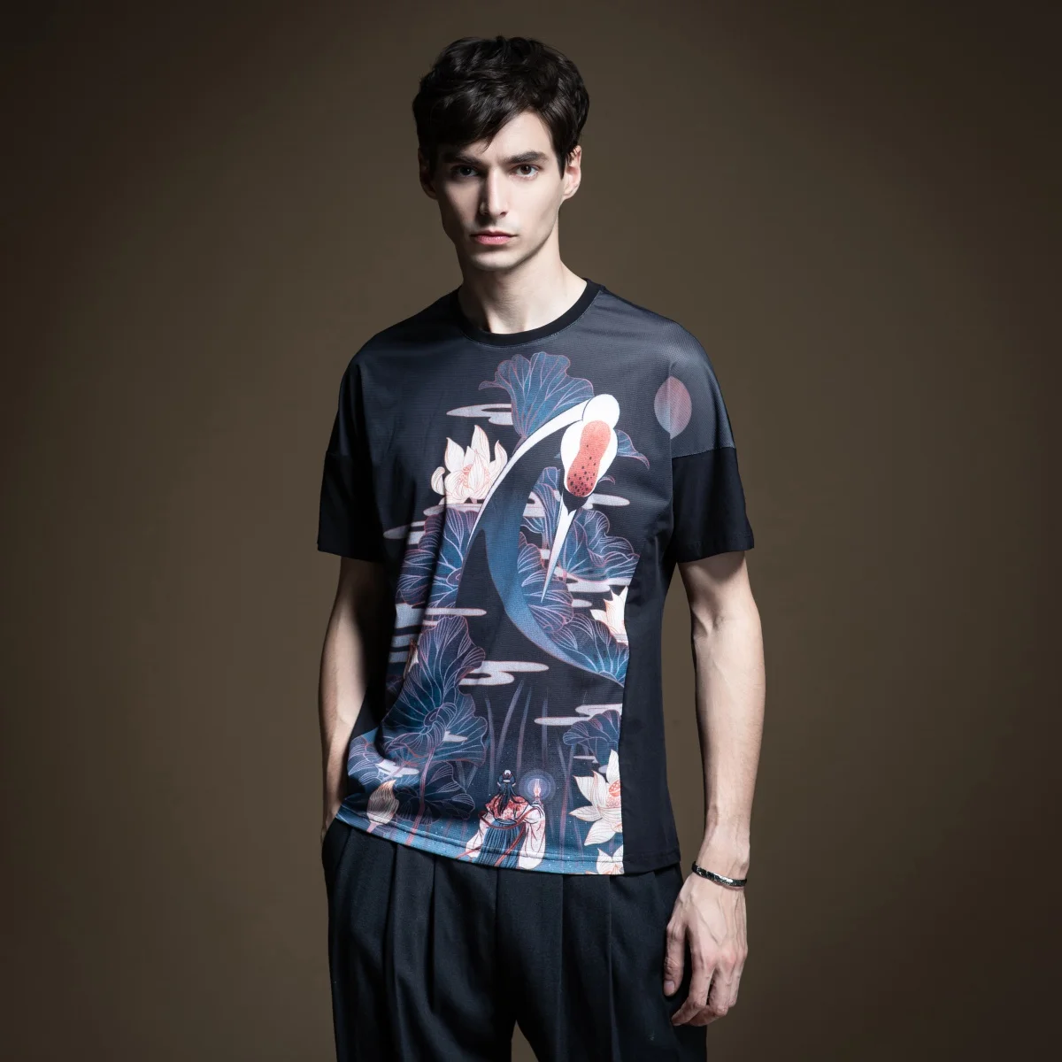 

Pinli 2020 Summer New O-neck Comfortable Slim Print Chinese Style Anti-wrinkle Casual Men Short Sleeve T-shirt Hot B202511265