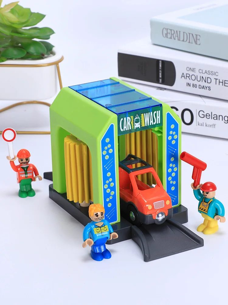 Wooden Train Track Accessories Building Block Compatible with Railway Simulation Plastic Police Station Suit Toys for Kid | Игрушки и