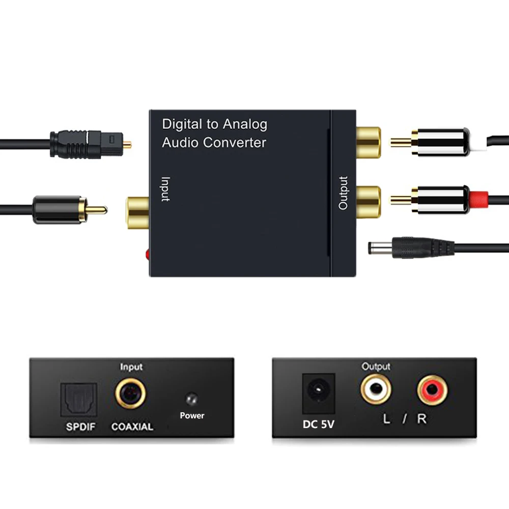 Коаксиальный оптоволоконный Toslink к аналоговому L/R RCA аудио преобразователь