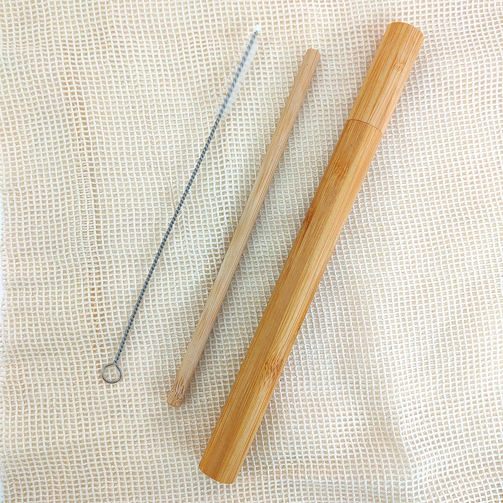 Bamboo straw set tube with and nylon brush | Дом и сад