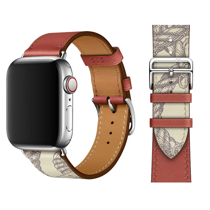 

Genuine Leather Loop Bracelet Belt Band Strap for Apple Watch Series 6 SE 5 4 44MM 40MM Strap for IWatch 6 5 42MM 38MM