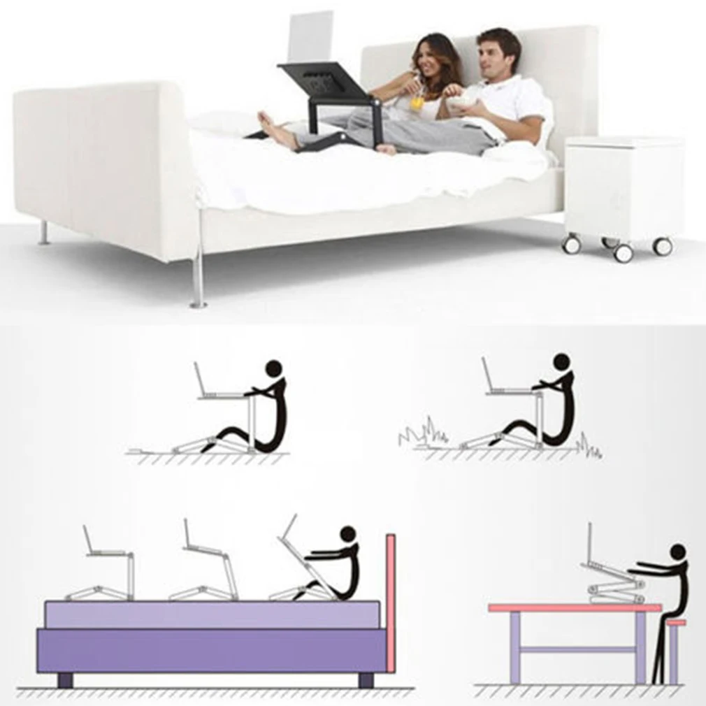 

Portable Folding Aluminum Alloy Laptop Computer Notebook Table Laptop Stand Folding Desk Bed Tray Enjoy Fun In Bed Sofa Table
