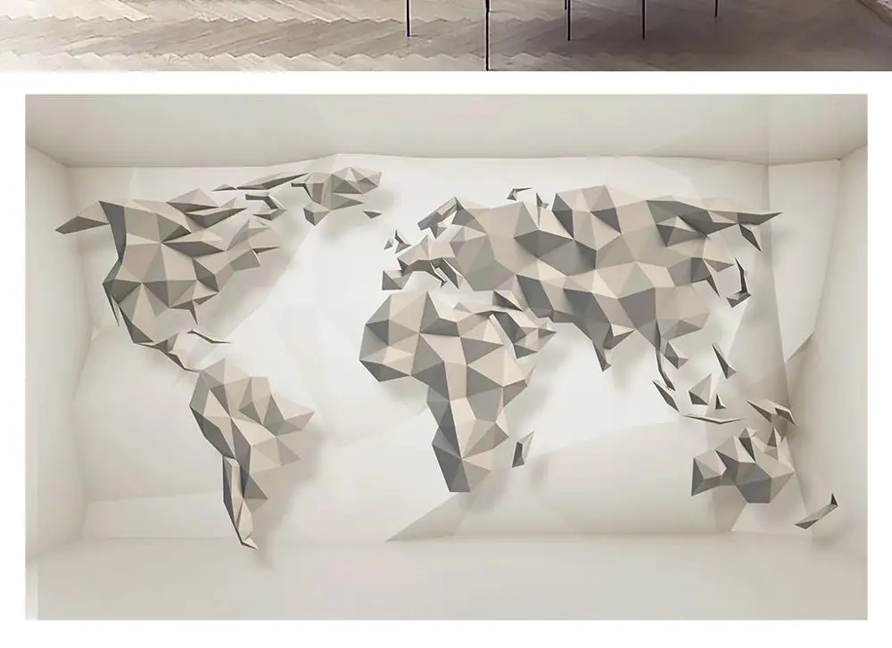 

New Custom 3D Large Mural Wallpaper Three-dimensional polygonal world map children's room TV Background living Bedroom