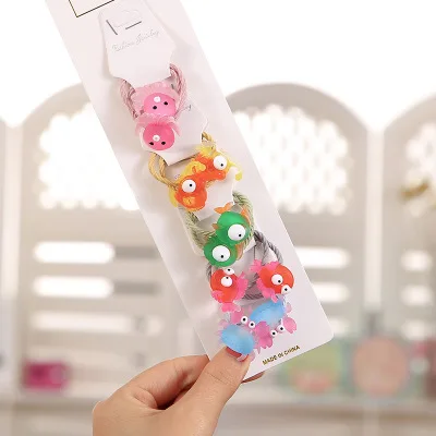10Pcs/Set Girls Cute Cartoon Animals Fruit Elastic Hair Bands Scrunchies Ponytail Holder Headbands for Kids Accessories | Детская одежда