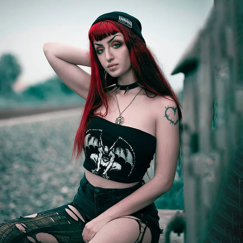 2021 Темный Индивидуальный Женский Топ без бретелек сексуальный короткий летний