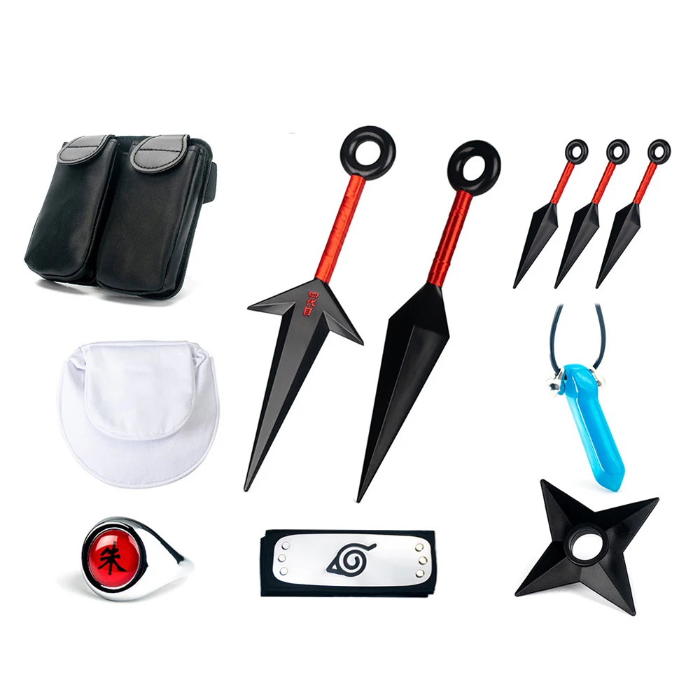 

Реквизит ниндзя аксессуары Хэллоуин Аниме Косплей-костюм Akatsuki Uzumaki Uchiha повязка на голову кунай кольцо подвеска пакет Мультяшные подарки