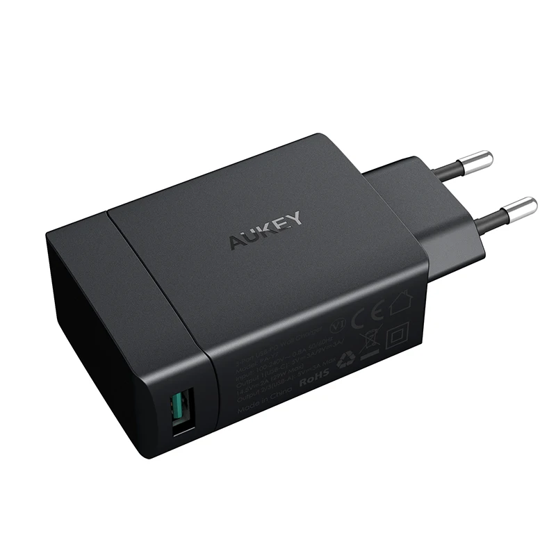 AUKEY EU штекер USB зарядное устройство Dual + Type C 3 Порта Мобильный телефон гнездо для