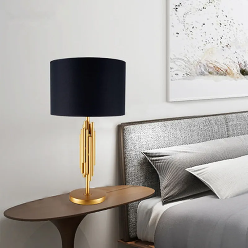 Популярная Золотая Настольная лампа с искусственными элементами детский