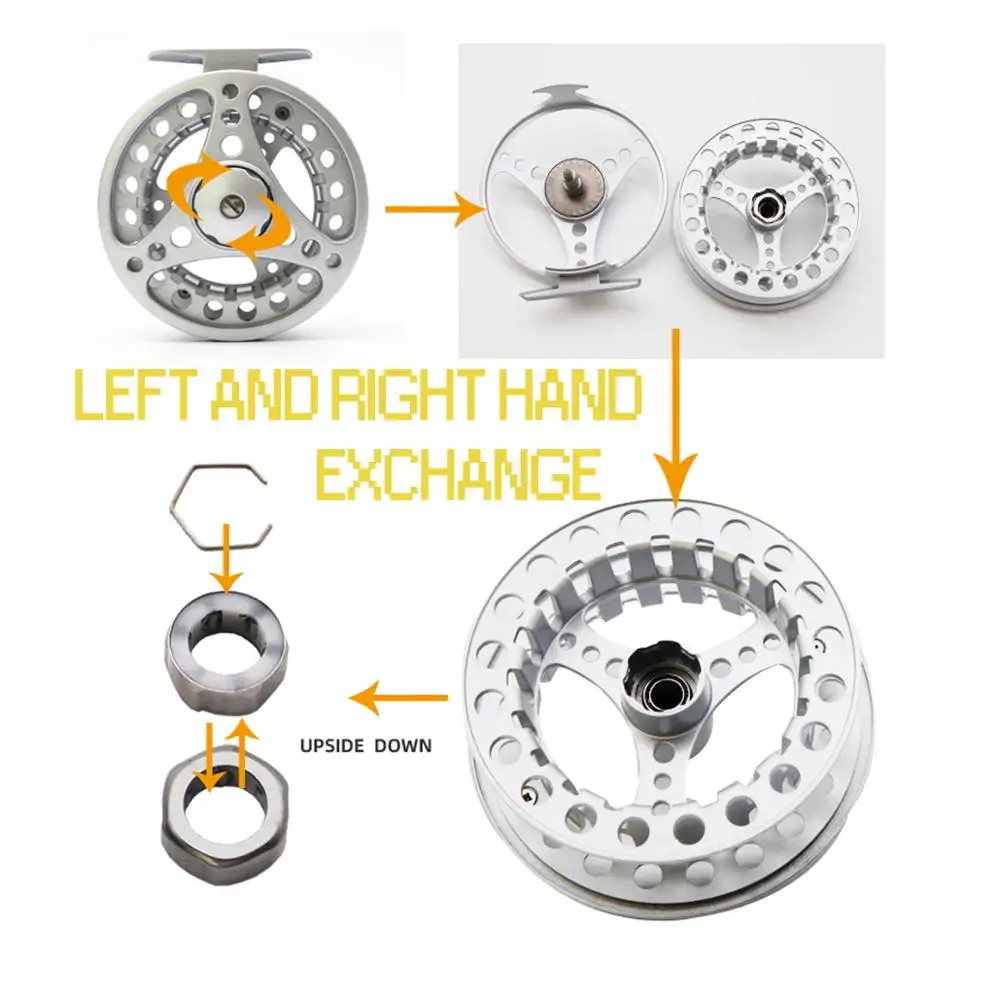 ANGLER DREAM Fishing 1/2 3/4 5/6 7/8WT Aluminum Fly Fishing Reel Black Adjustable Drag Large Arbor Right or Left-Handed Fly Reel