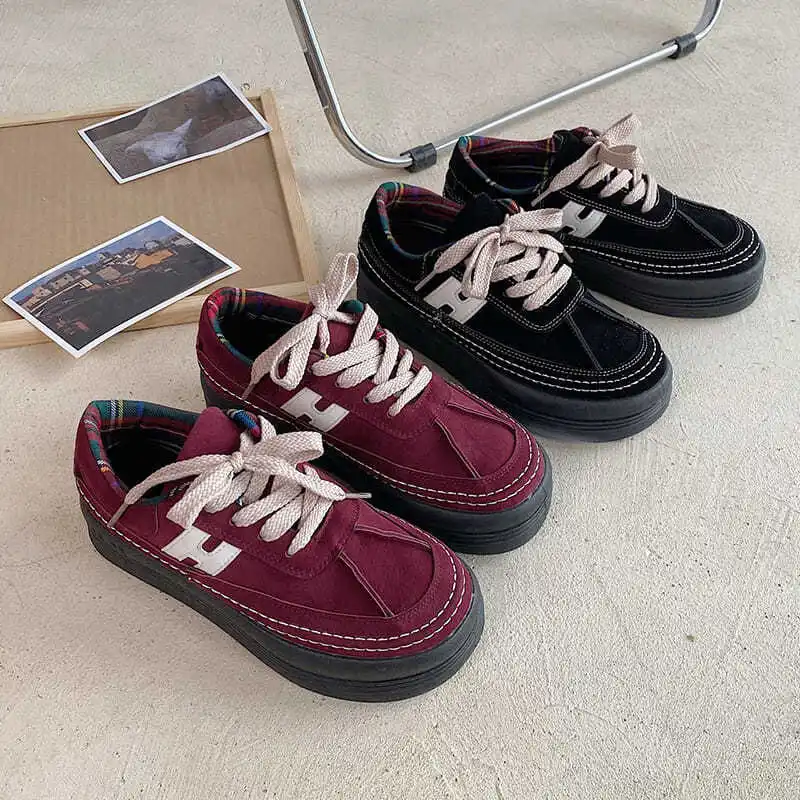 

Natascha Woman 2020 Spring New Flat Leather Sneakers Female Solid Color Student Platform Shoes Casual Low-top Flats Women Shoes