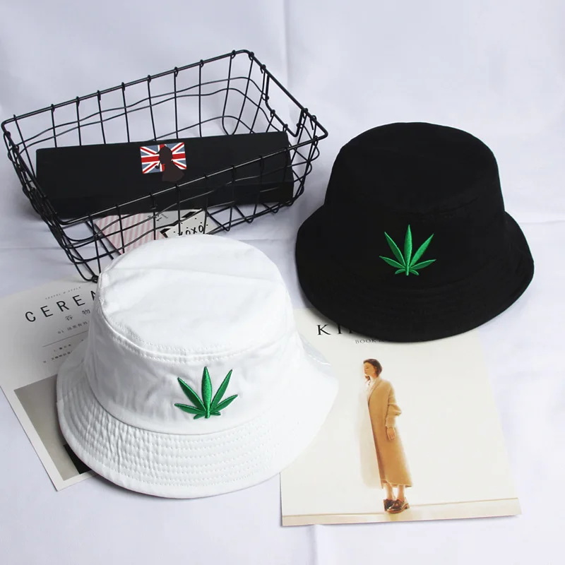 Кленовый лист ведро шляпы для женщин хлопок вышивка Панама стиль Casquette сплошной цвет шапки для рыбаков Кепка с козырьком от солнца Gorras