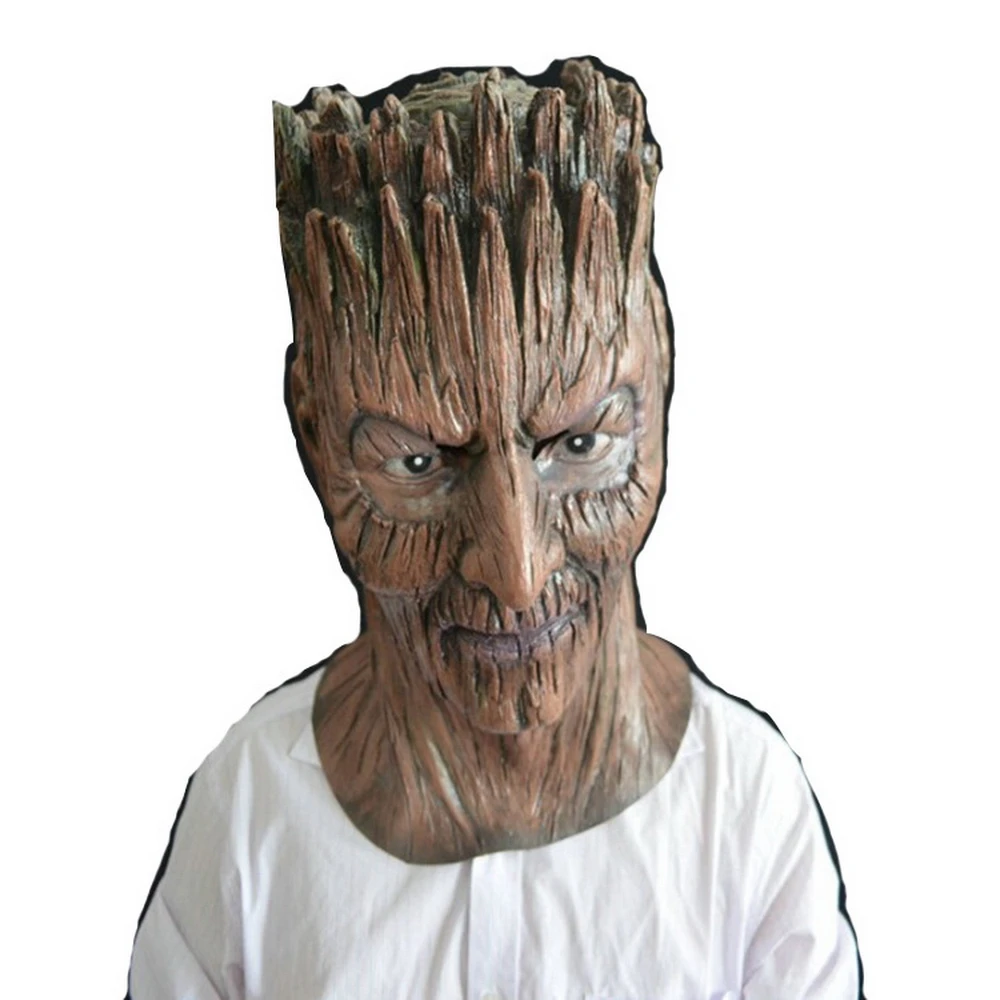 

Brown Groot Halloween Mask Tree Monster Carnival Ball Party Props Adult Cosplay Costume Full Head Horror Helmet Latex Masks