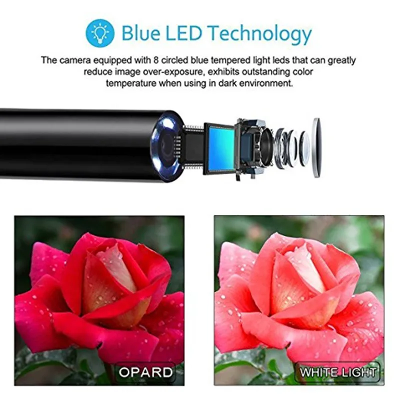 Wi-Fi USB бороскоп IP68 Водонепроницаемая Инспекционная камера 1200P HD гибкий кабель для