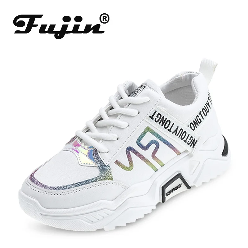 Женские кроссовки на платформе Fujin дышащие из сетчатого материала шнуровке