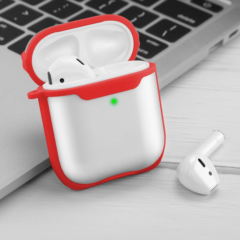 Red Прозрачный матовый чехол для AirPods, прозрачный чехол для Apple Airpods, 2 чехла, коробка для наушников, аксессуары, сумка, беспроводной Bluetooth, чехол для наушников - Цвет: Red