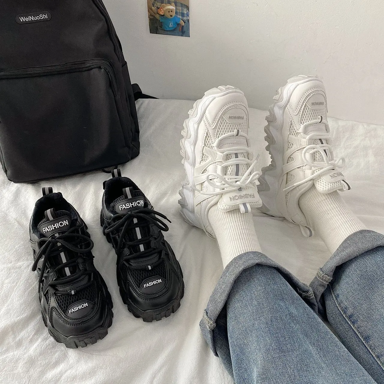 

2021 Autumn Casual All-match Thick-soled Vulcanized Outdoor Ladies Sports Shoes Comfortable Breathable Short Fat Women's Shoes