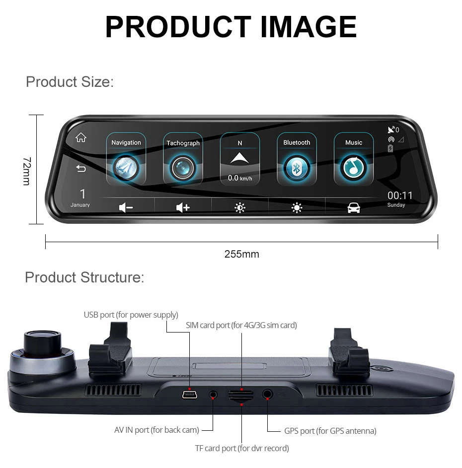 4G 1" HD 1080P зеркало заднего вида Автомобильный видеорегистратор gps навигатор wifi ADAS Dash Cam двойной объектив видеорегистратор с ночным видением Авто регистратор камера