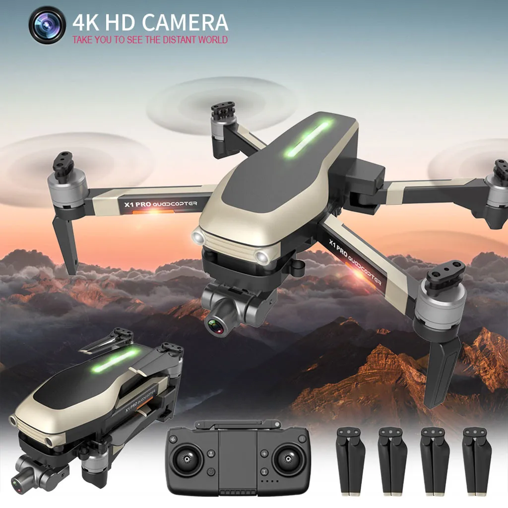 Складной Дрон X1 PRO с GPS 4k Wi Fi FPV HD камера для селфи двухосевой механический