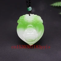 natural white green jade buddha pendant necklace bead hand carved charm jadeite jewelry fashion amulet for men women lucky gifts