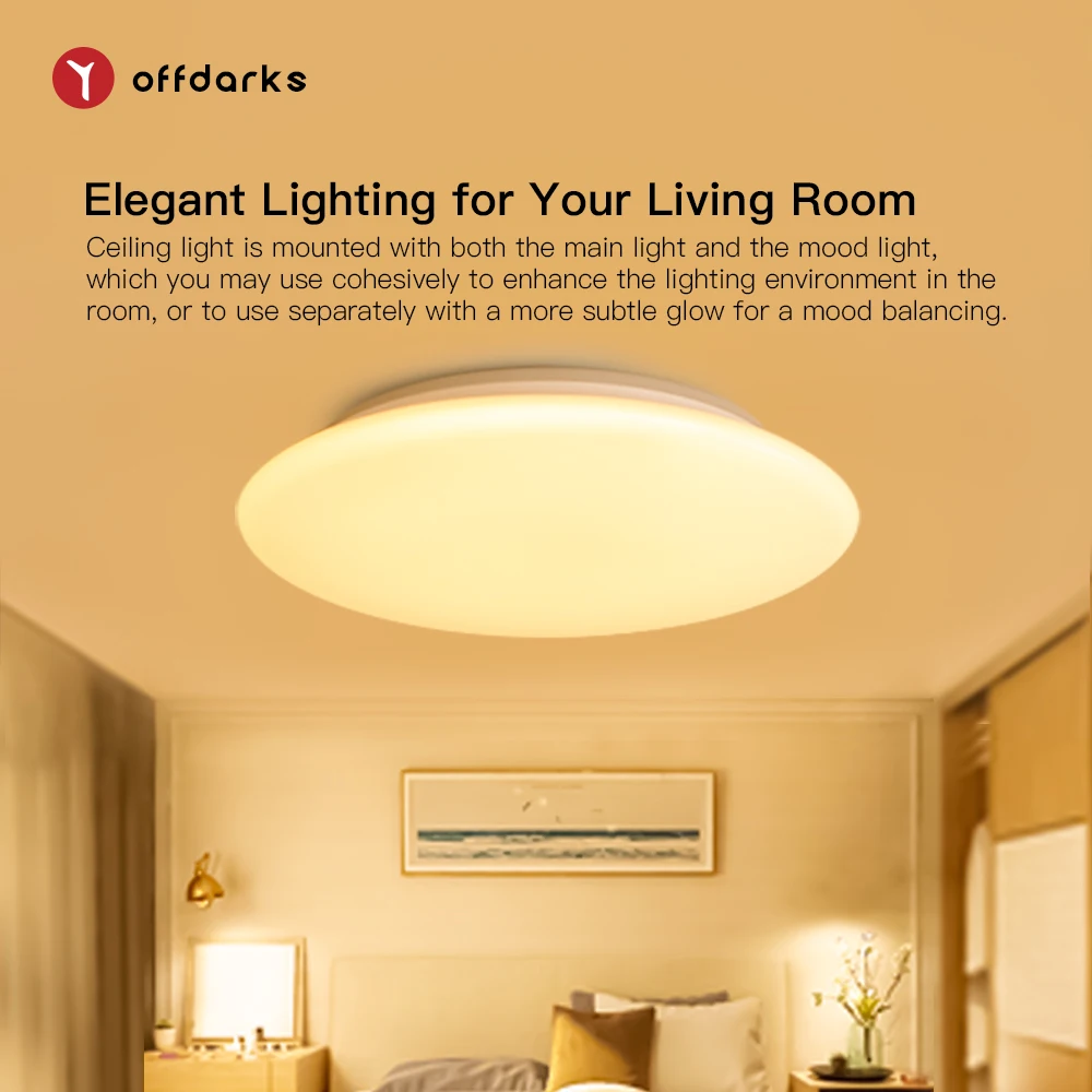 $65.28 OFFDARKS Smart led Ceiling Light, Alexa/Google Home Compatible, WiFi Voice Control RGB Dimming, for kitchen living room bedroom