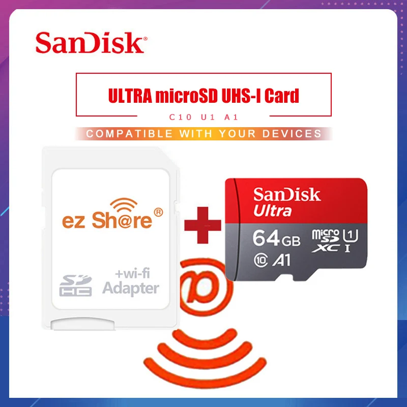 Ezshare беспроводной wifi адаптер SanDisk Ultra 16 ГБ 32 ГБ класс 10 microsd wifi Беспроводная TF карта Micro SD карта 64 Гб 128 Гб карта памяти
