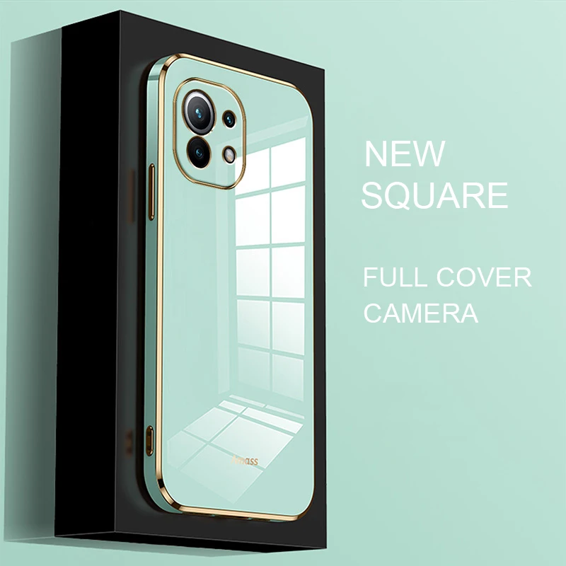 Luxury Plating Square Frame Phone Case For Xiaomi Mi 11 Lite 5g On Xiomi 11lite 4g 11i Mi11 i Xiaomi11 Ultra Soft Silicone Cover