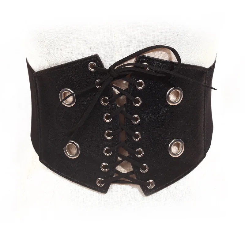 Черный пояс женская обувь Большие размеры широкий женские ремни Ботильоны с