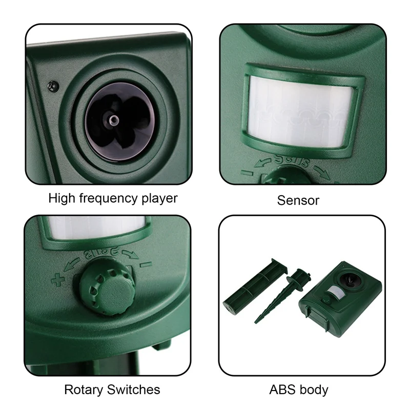 Ультразвуковой Отпугиватель кошек и собак с инфракрасным датчиком на солнечной