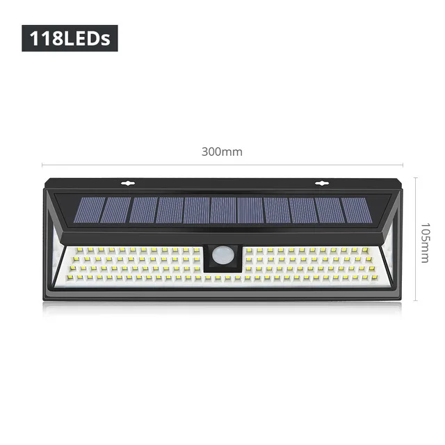 118leds 3Modes Солнечный датчик с силовым приводом светодиодный светильник с датчиком движения Ночной светильник ламинария PIR Обнаружение движения настенный светильник veilleuse - Испускаемый цвет: 118leds 3Modes
