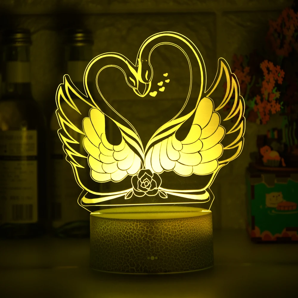 

Newest 7-color Remote Or Touch Control 3D LED Night Light Swan Shaped Table Desk Lamp Xmas Home Decoration Lovely Gifts For Kids