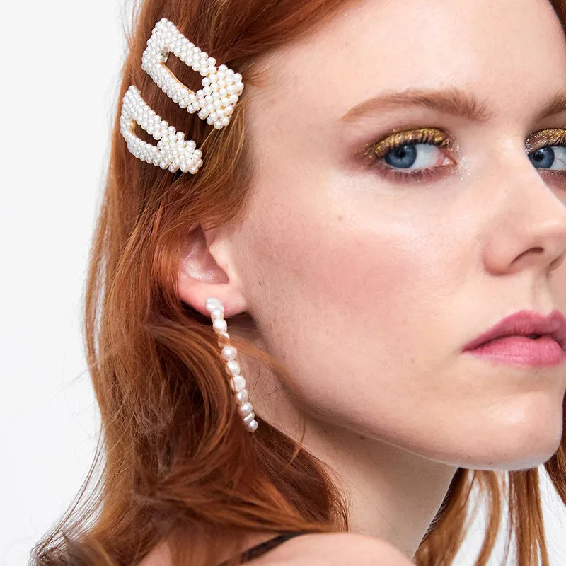 Заколки Стразы с искусственным жемчугом женские модные заколки для волос в