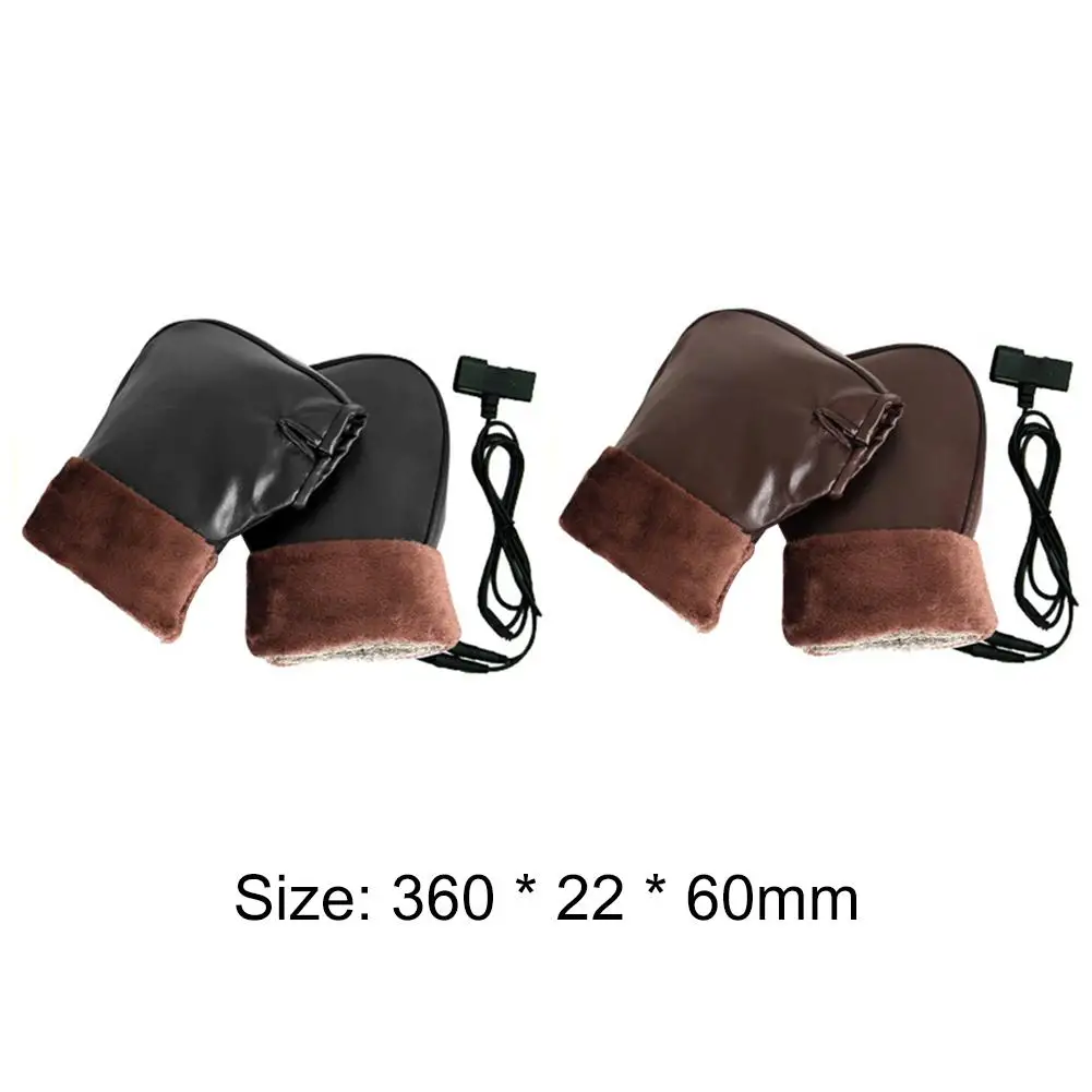 

1 Pair Handlebar Heated Gloves PU Windshield Winter Coral Fleece Thicken Motorcycle Warm Mittens 4 Modes 10w Gears