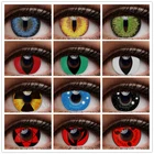 AMARA 2 шт., Хэллоуин, искусственные аниме, косплей, линзы для глаз, белые, черные, красные линзы, контактные линзы, косметика для глаз