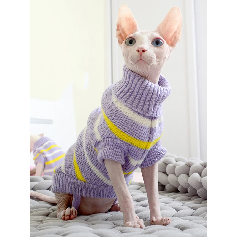 Одежда для кошек Теплый вязаный свитер с изображением кота девона Зимняя одежда