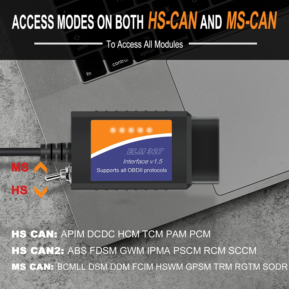 Чип ELM327 USB FTDI HS CAN и V1.5 с переключателем чип CH340 + 25K80 модифицированный для Ford Forscan CAN|