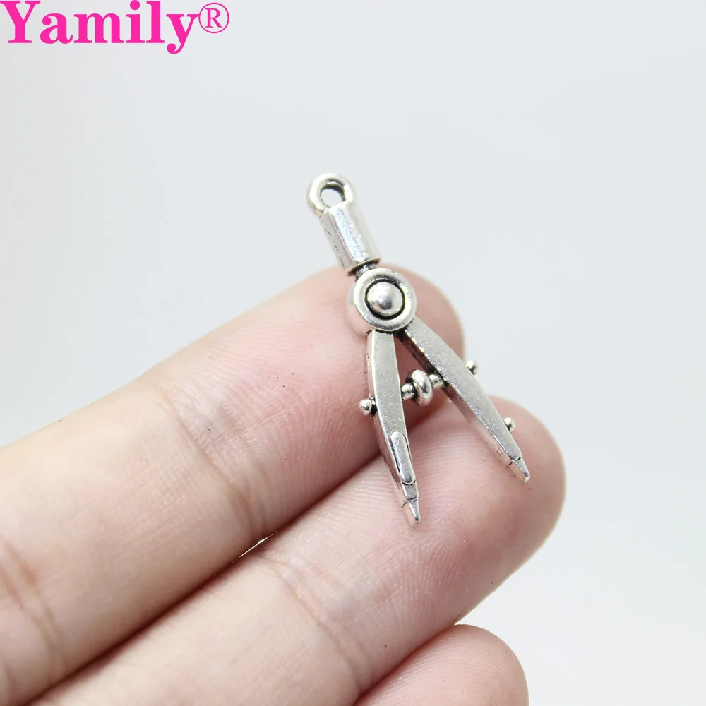 Yamily 20 шт./11*28 мм Шармы с компасом античное серебро тональный 3d компас шармы DIY