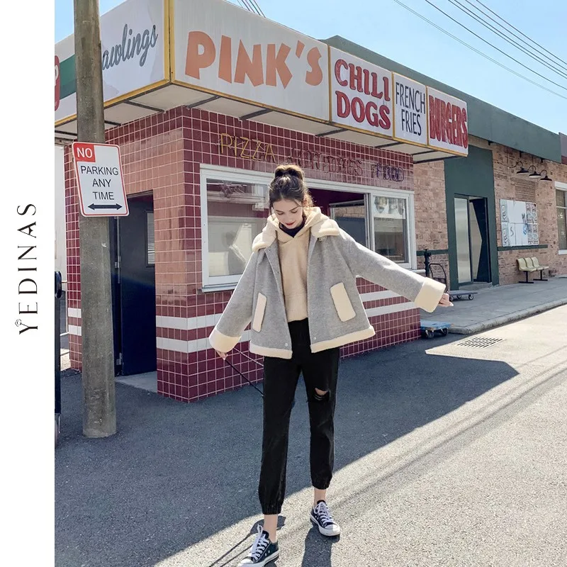 

Yedinas 2020 зимние женские теплые пальто большого размера плюшевая пуховая куртка свободные лацканы толстая верхняя одежда женское повседневное меховое пальто