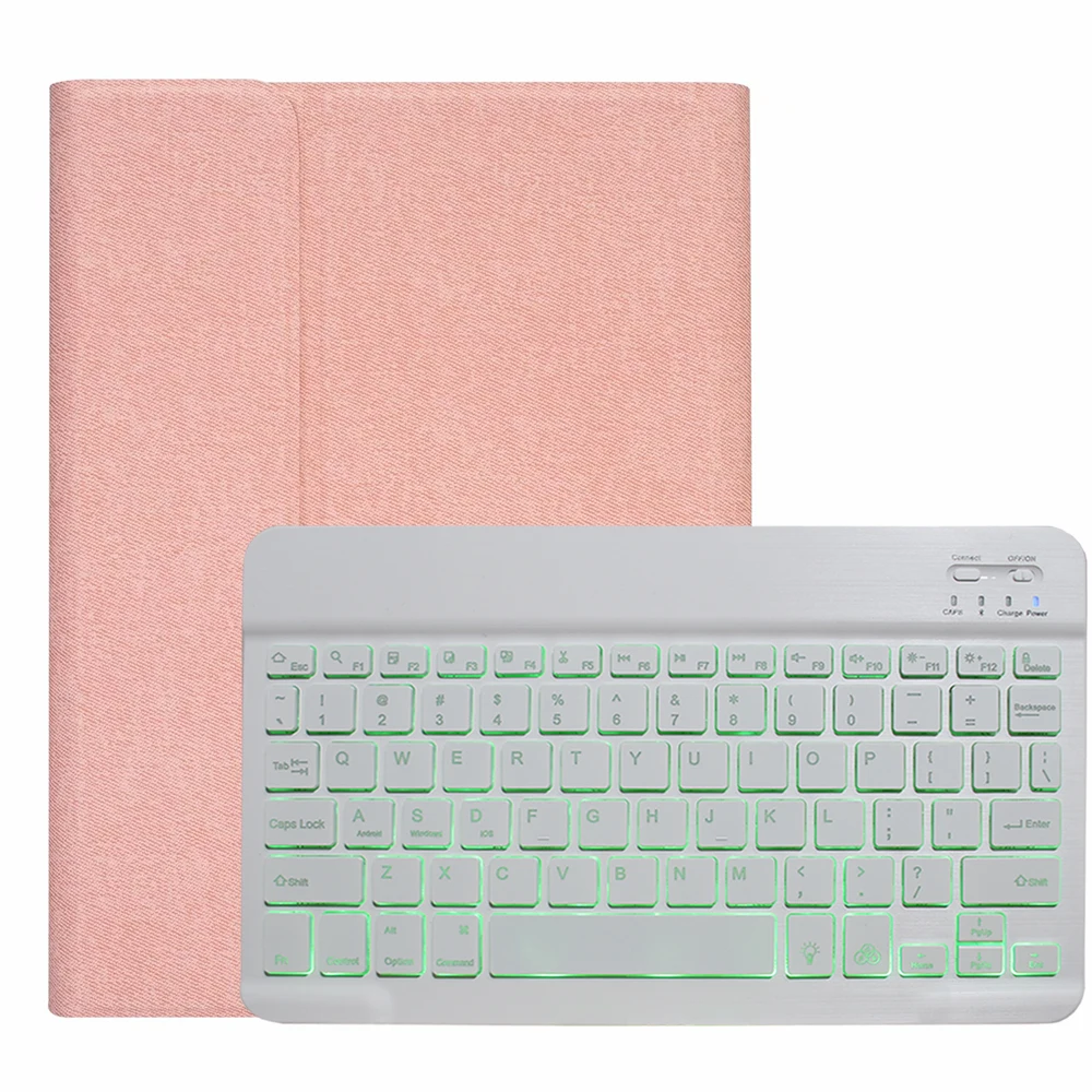 Beige with White Чехол-клавиатура с подсветкой для iPad 10,2, чехол-клавиатура с карандашом для Apple iPad 7-го поколения A2197 A2200 A2198 A2232, чехол - Цвет: Beige with White