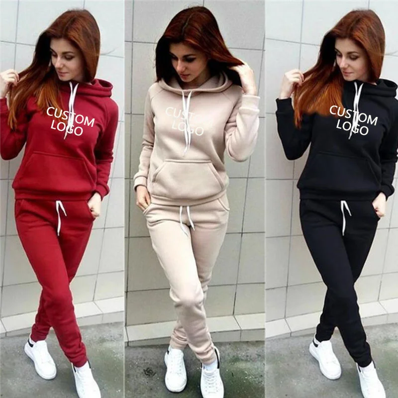 

2021 Yykatele Women Tracksuit Set Hoodies Pants Plus Size Sportswear Customized Your Autumn Winter Two Piece Set 5colors sport