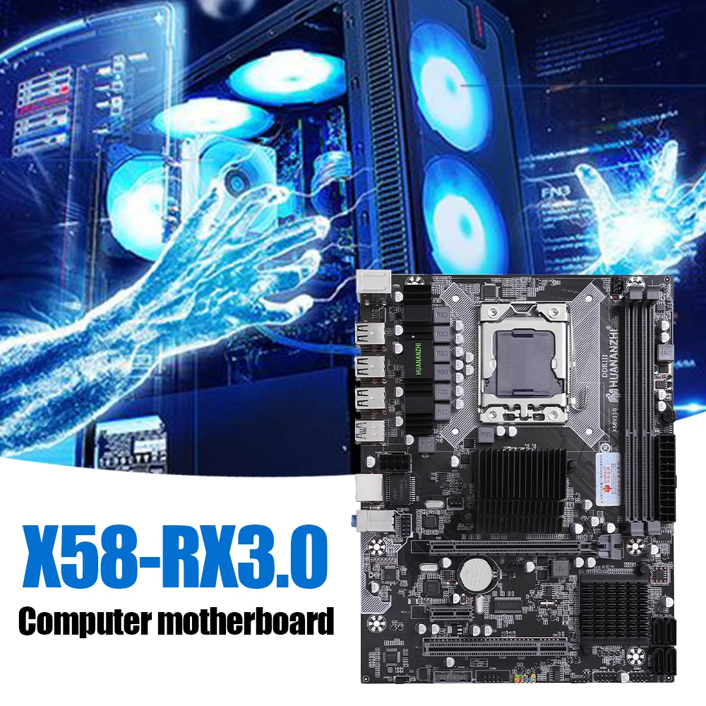 

HUANANZHI X58 LGA 1366 X58 Motherboard Support RECC NON-ECC DDR3 and Xeon Processor USB3.0 AMD RX Series X5670 X5575 X5650 X5660