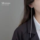 Классические трендовые серьги-подвески Modian из стерлингового серебра 925 пробы с красивыми Сверкающими Длинными полосками Гипсофилы для женщин ювелирные изделия для свадебной вечеринки