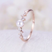 pearl ring for women wedding party 925 silver jewelry accessories with zircon gemstones rose gold color finger rings wholesale