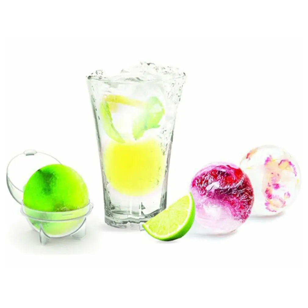 

4pcs Spherical Ice Cream Mold DIY Round Ice Cube Trays Plastic Ice Ball Maker With Lid Color Mixing Kitchen Tools