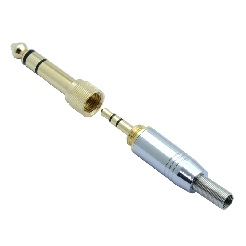 

100pcs/50sets 2 in 1 Screw-in Audio Connector 6.35mm male to 3.5mm female jack + 3.5mm Stereo Plug W/Spring Adapter Assembly