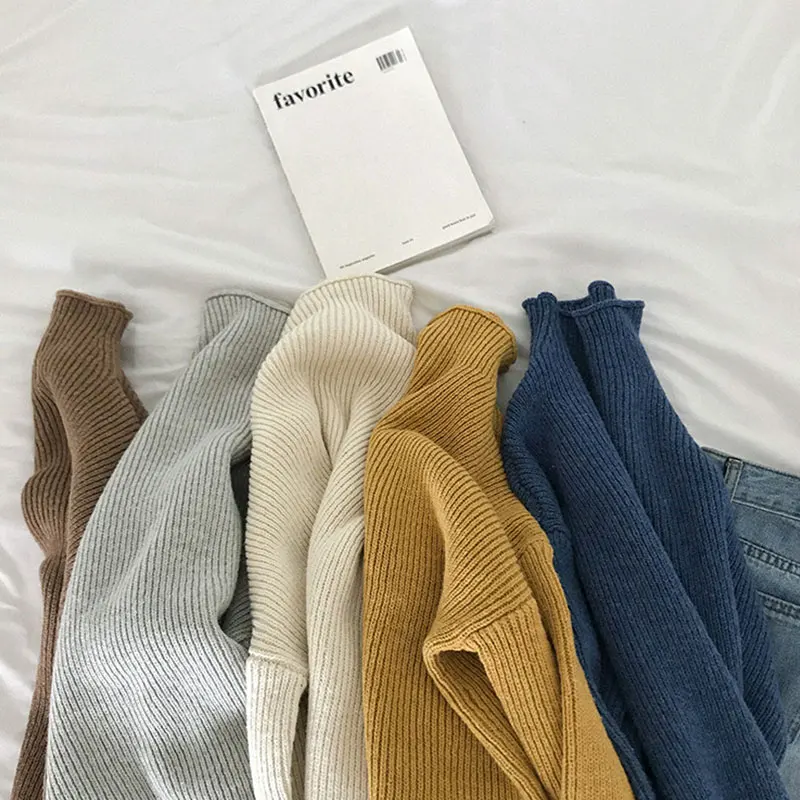 

JXMYY Casual Turtleneck Thicken Knitted Sweater Women Jumpers Long Sleeve Knitted Tops 2019 Winter Sweater Pullover Female