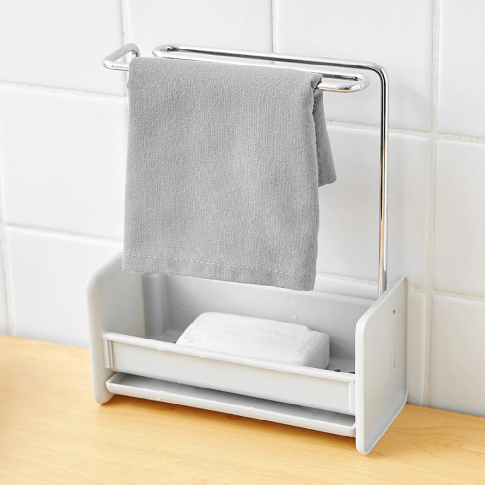 Kitchen storage rack stainless steel rag hanger kitchen tool bottom removable supplies | Дом и сад