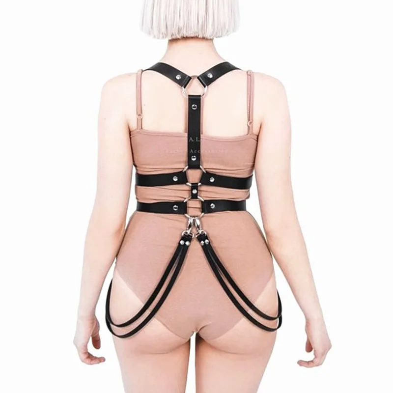 Женские ремни подтяжки из искусственной кожи на грудь женское белье в стиле панк