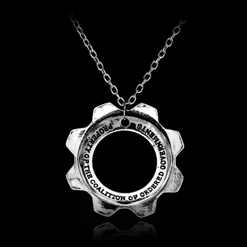 Gears of War 3 Потертые Металлические реплики Cog метки ожерелье - Окраска металла: Золотое шампанское